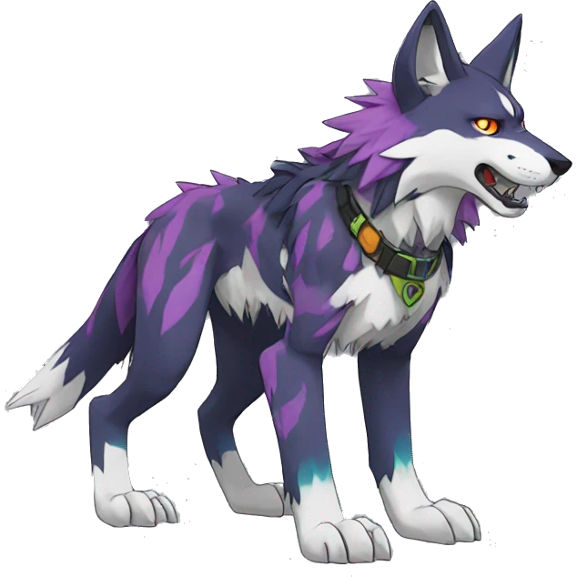  Cool Edgy Colorful Digimon-Fakemon-Wolf with edgy markings full body emoji