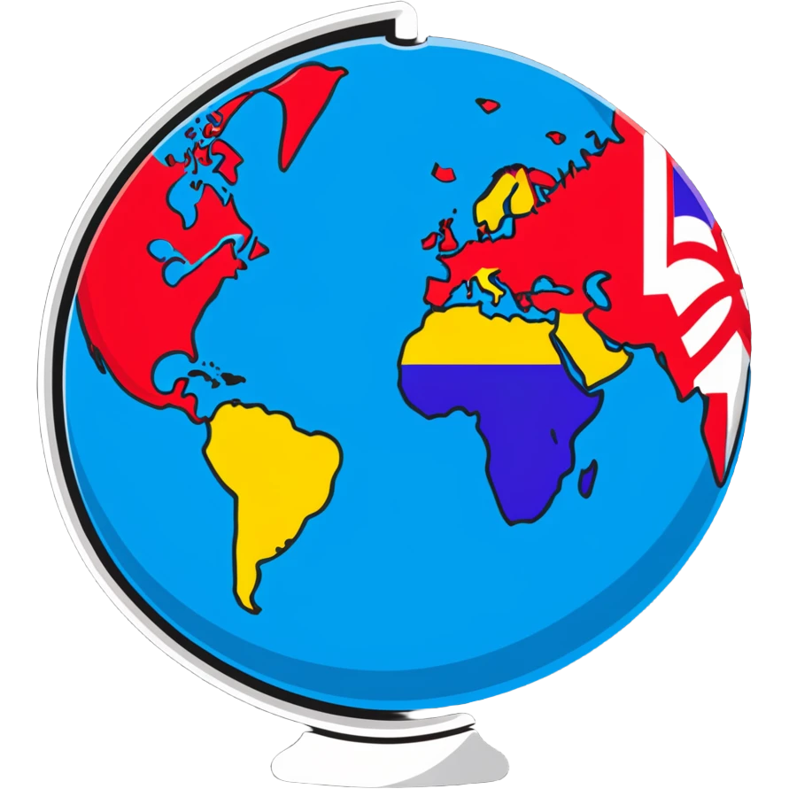 A colorful globe with various country flags surrounding it emoji