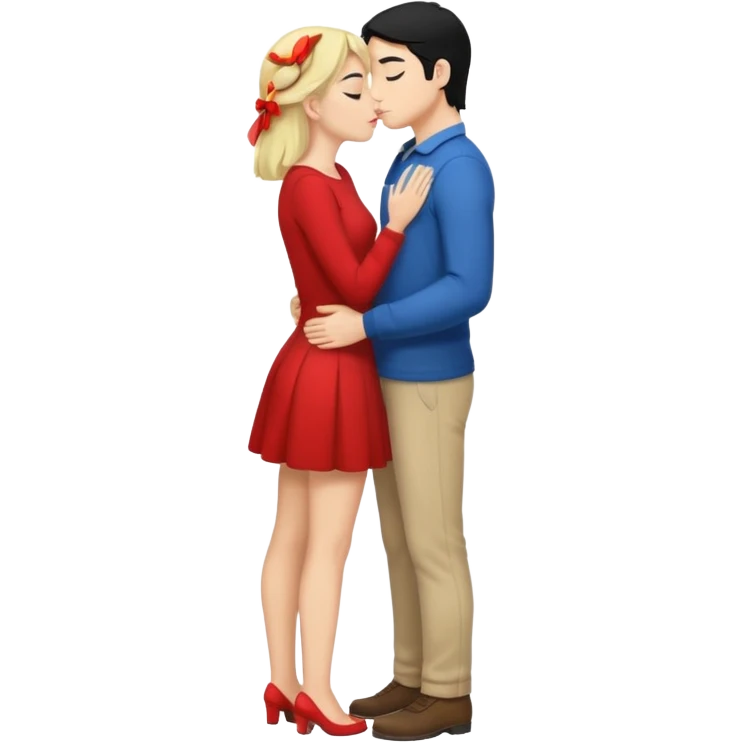 couple kissing black hair man blonde woman full body emoji