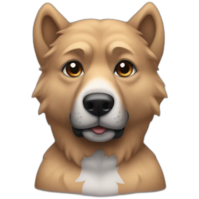 Chico guapo con barba con perro lobo emoji