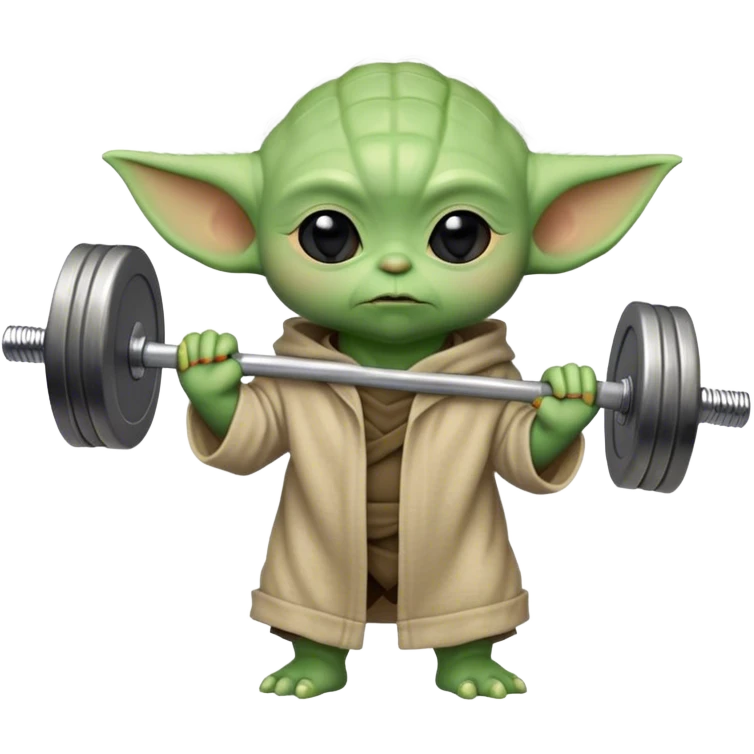 Baby yoda holding a barbell emoji