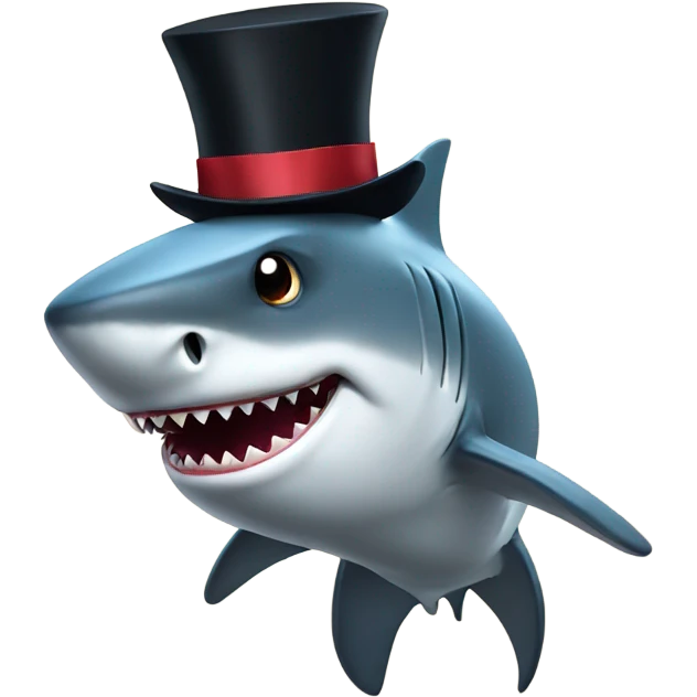 Shark with a top hat emoji