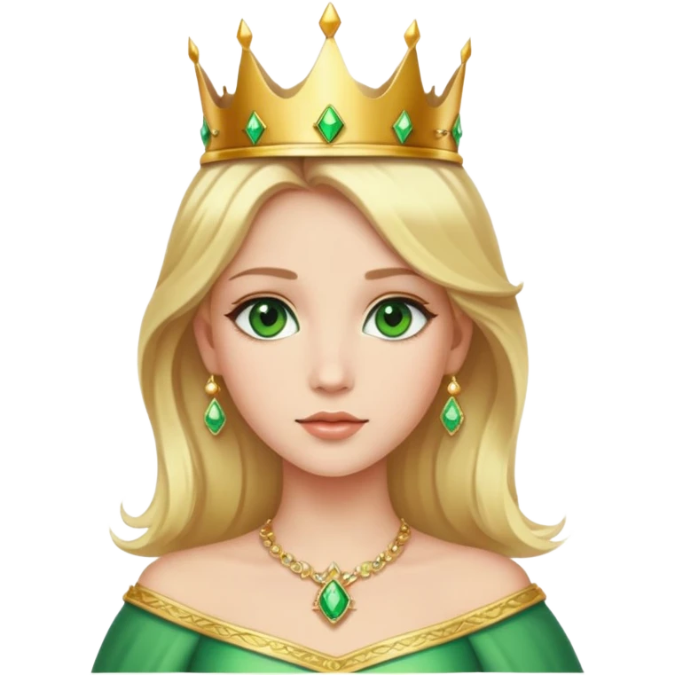 beautiful princess with blonde hair and striking green eyes wearing a crown emoji