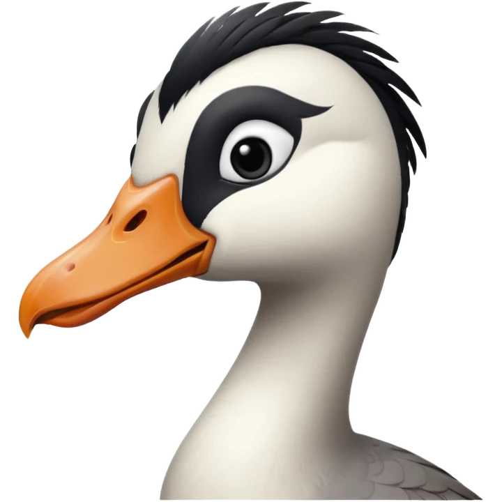 goose facing forward that is emo with swoop of bangs over one eye emoji