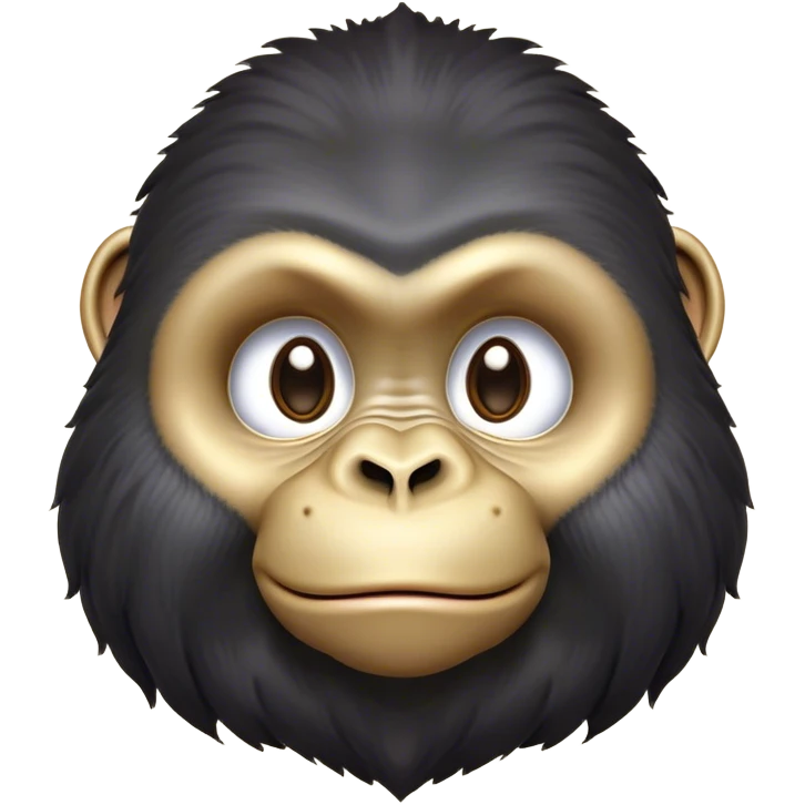 Cinematic Cute Gorilla Portrait Emoji, Head tilted playfully and inquisitively, with a robust, endearingly soft face accented by tender fur and round, sparkling eyes full of warmth, Simplified yet irresistibly adorable features, highly detailed, glowing with a warm, friendly jungle glow, high shine, affectionate and lively, stylized with a touch of whimsical charm, soft glowing outline, capturing the essence of a mischievous yet loving gorilla that feels like it could lumber out of the screen into your arms! emoji
