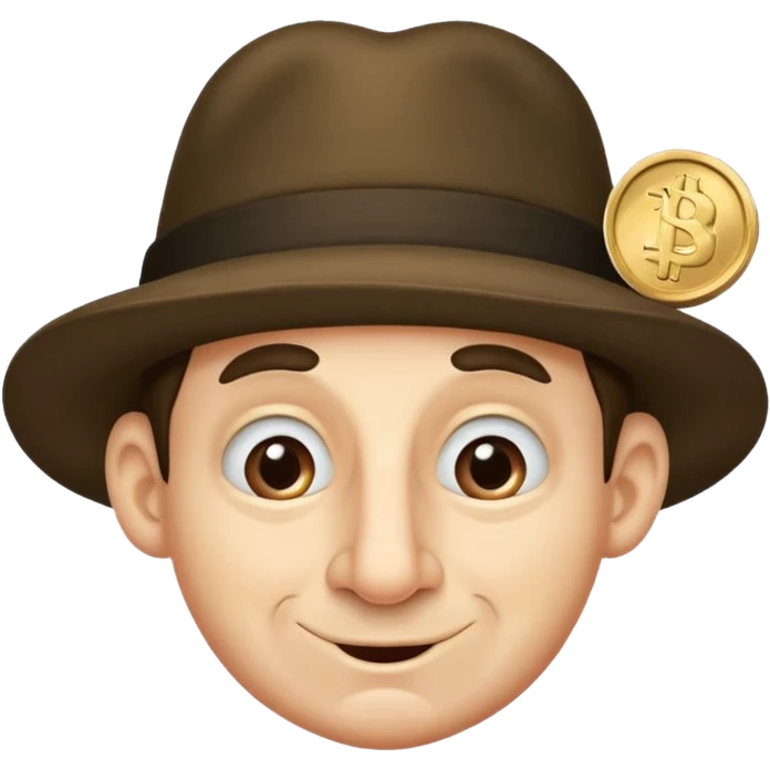 Dishonest big nosed side curled small hat greedy  individual clipping a coin emoji