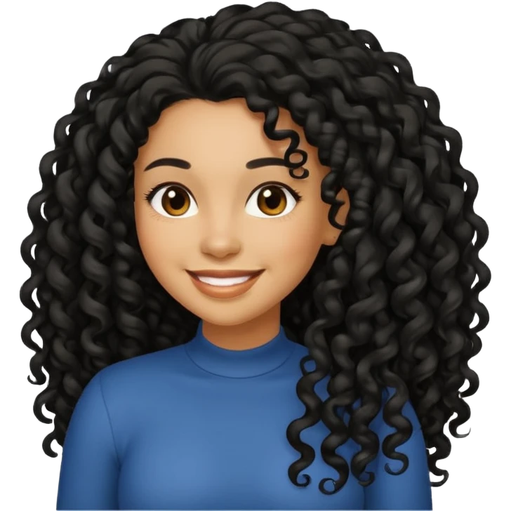 Uma mulher negra da pele clara com cabelo cacheados bem longo até a bunda  emoji