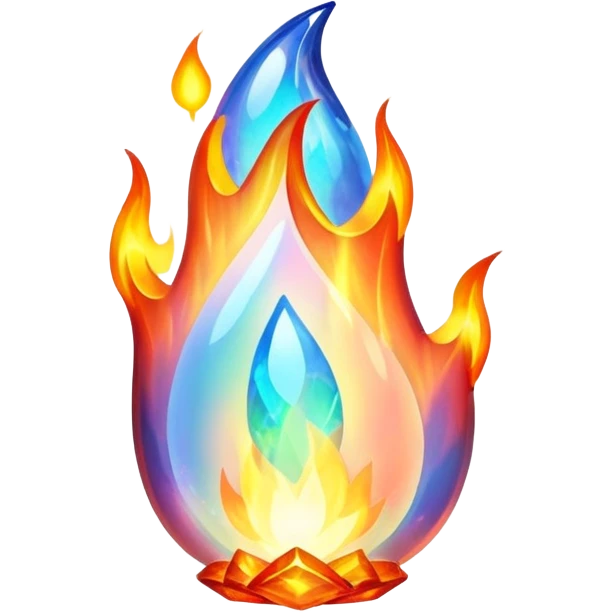opal crystal flame fire shape emoji
