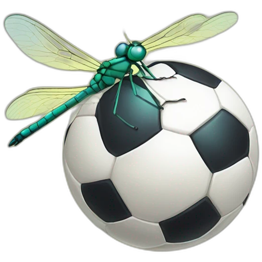 Dragonfly, cute, cartoon, smiling, soccer ball emoji