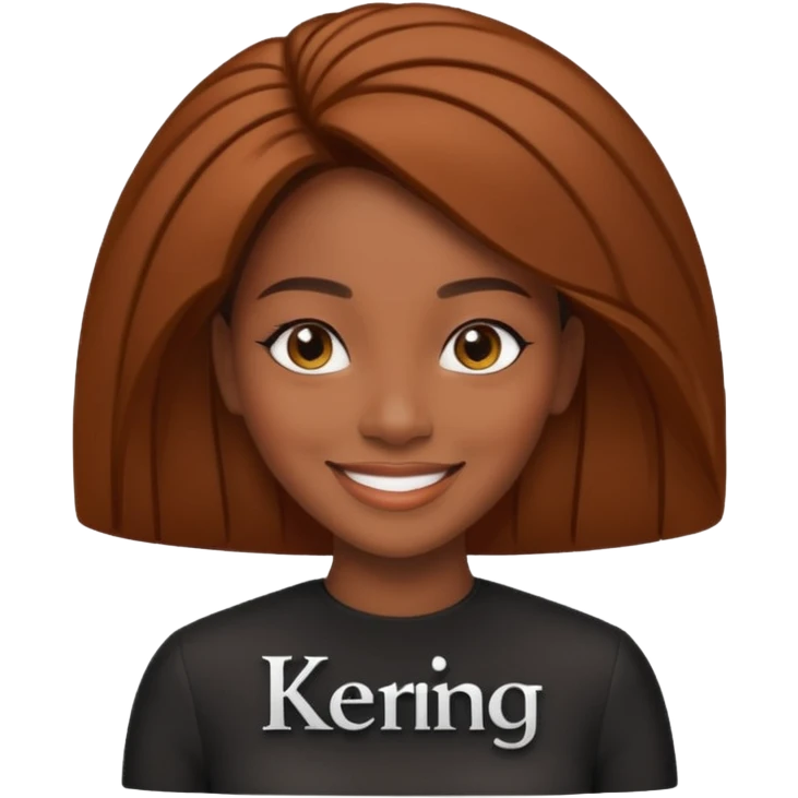 Black company card with black woman photo and « KERING » company name emoji