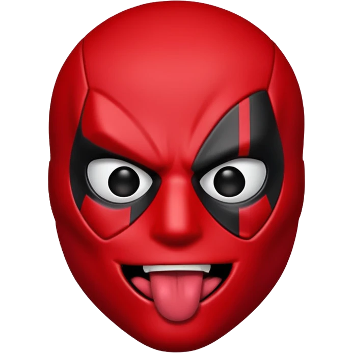 Deadpool emoji style, sticking out his tongue playfully, red and black mask, cartoonish expression, no explicit content emoji