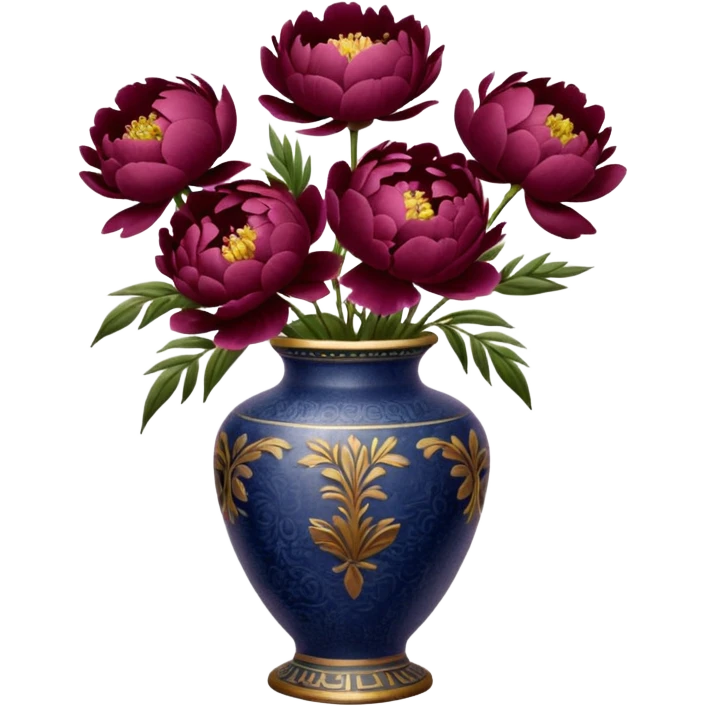 burgundy peonies in a vintage vase emoji