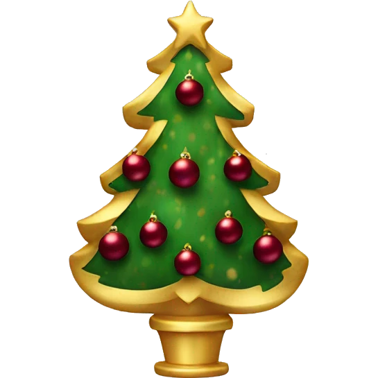 Christmas tree with gold and maroon ornaments  emoji