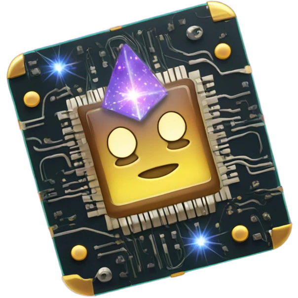 circuit chip with magical sparkles aro emoji