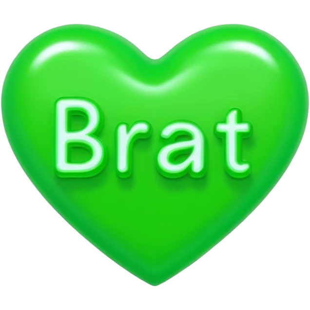 The word brat on a neon green heart  emoji