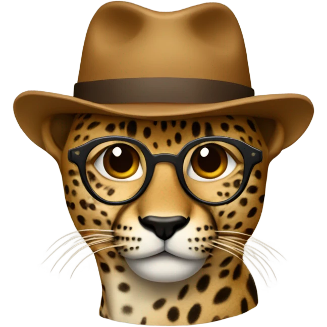cheeta with brown hat, brown-lens glasses emoji