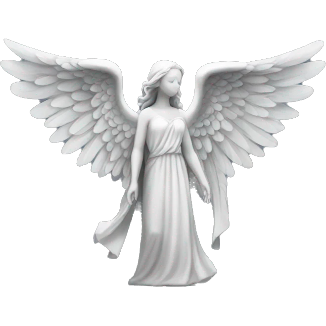 Angel wings with stone statue emoji