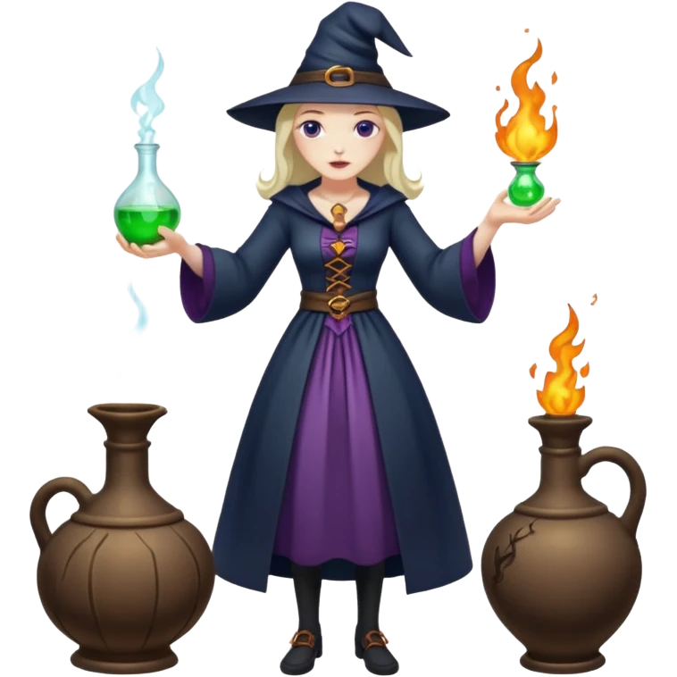 full-body witch gave a magic potion to a man emoji