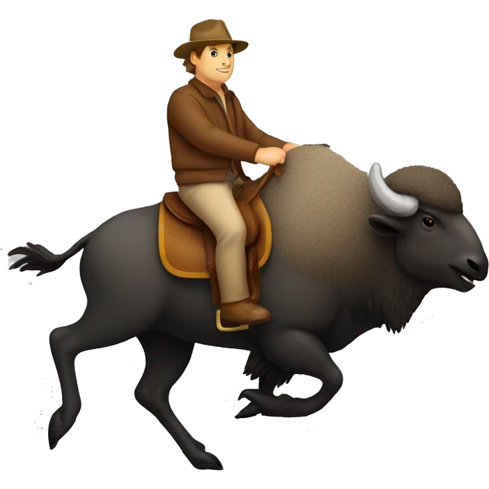 goose riding a bison emoji