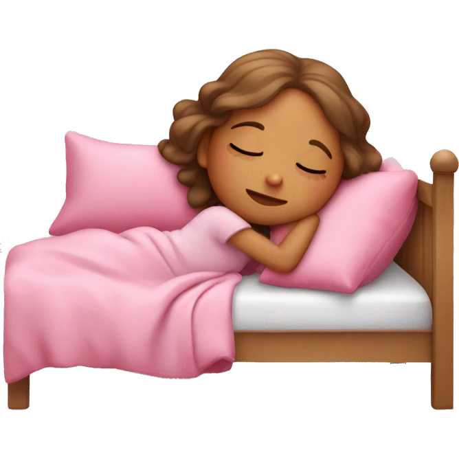 cute girl sleeping pink bed emoji