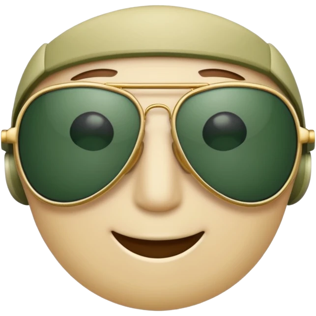 aviator sunglasses with light beige frame and dark green lenses, Apple emoji style, no text emoji
