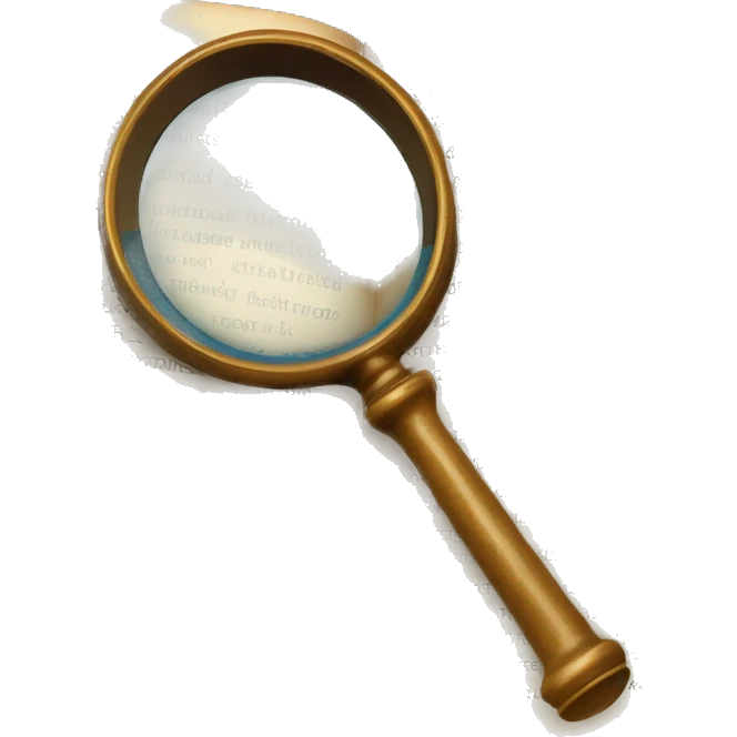 vintage open book with magnifying glass emoji