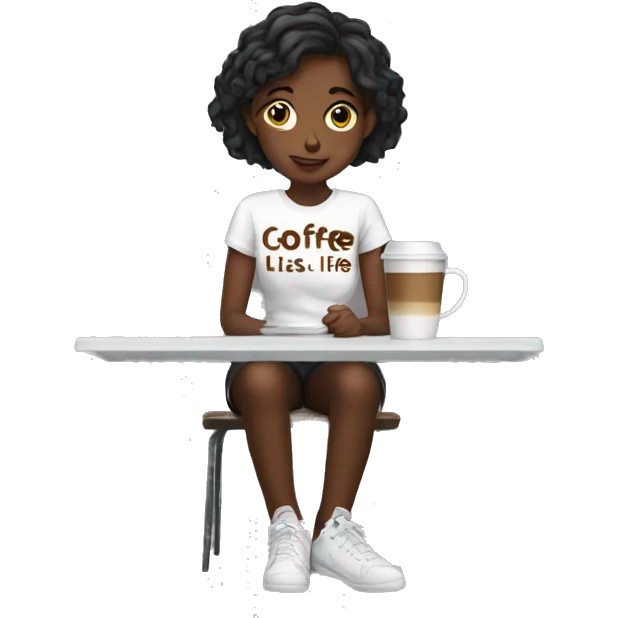 Girl Student with a tshirt Saying Coffee is life  emoji