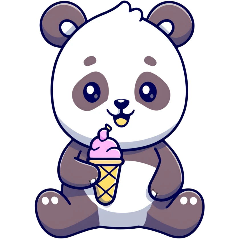 Panda eating ice cream emoji