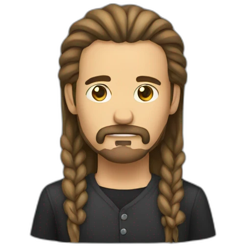 Men with long, tied hair and a goatee emoji