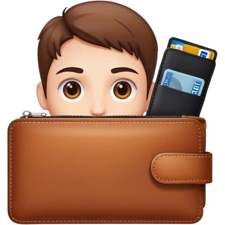 the scanner scans the face next to the wallet. emoji