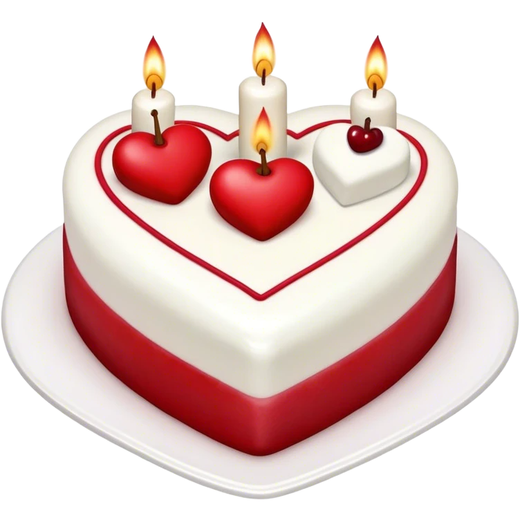 heart shaped cake mini cherries on top and 3 candles coquette emoji