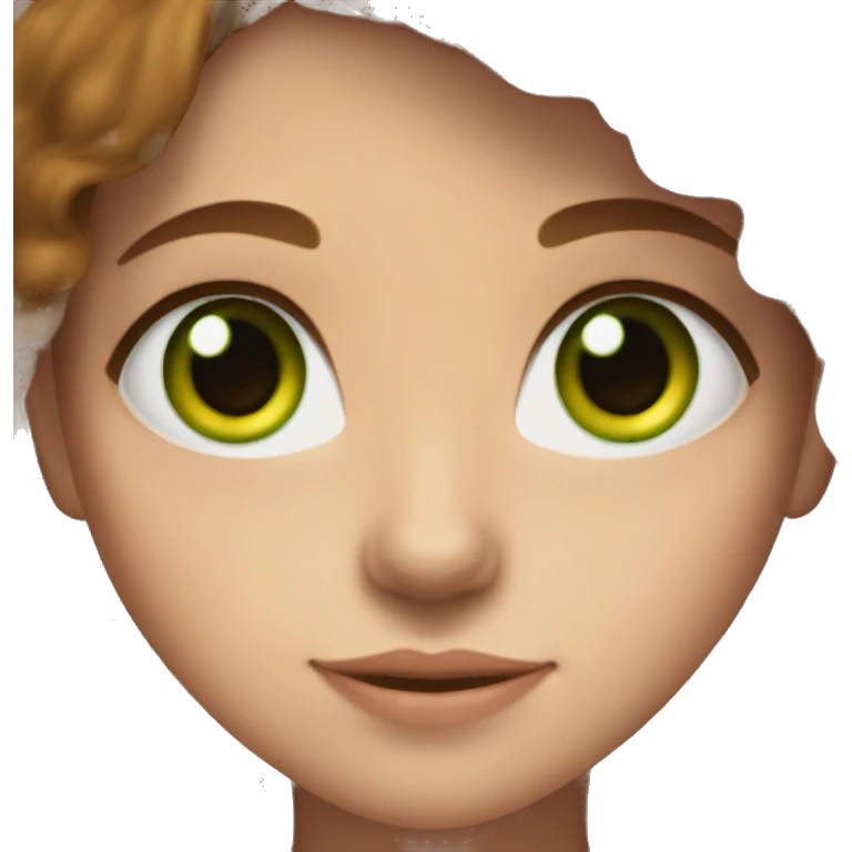 girl with brown hair, green eyes, freckles and is pretty emoji