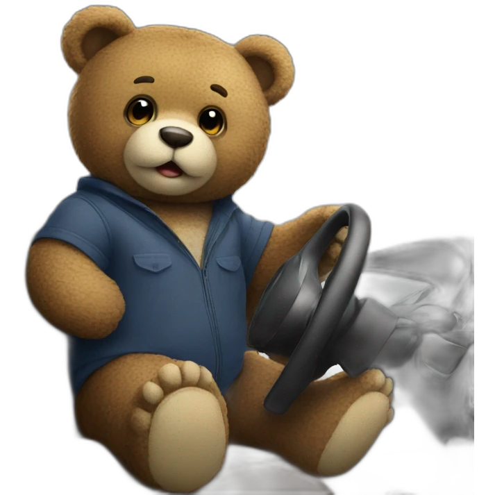 teddy bear driving a call emoji