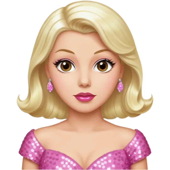 Lana Turner with long platinum blonde hair, pink sequin dress emoji