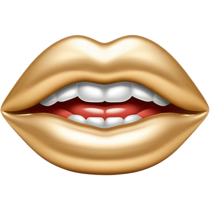 female lips emoji, smooth liquid metal chrome surface, sensual sculpted shape, high-gloss reflections, monochrome futuristic 3D style, isolated on white emoji