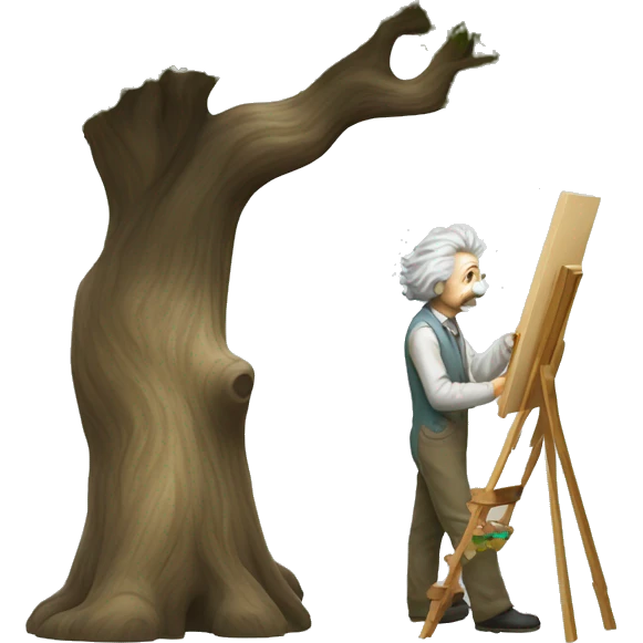 painter albert einstein paints tree emoji