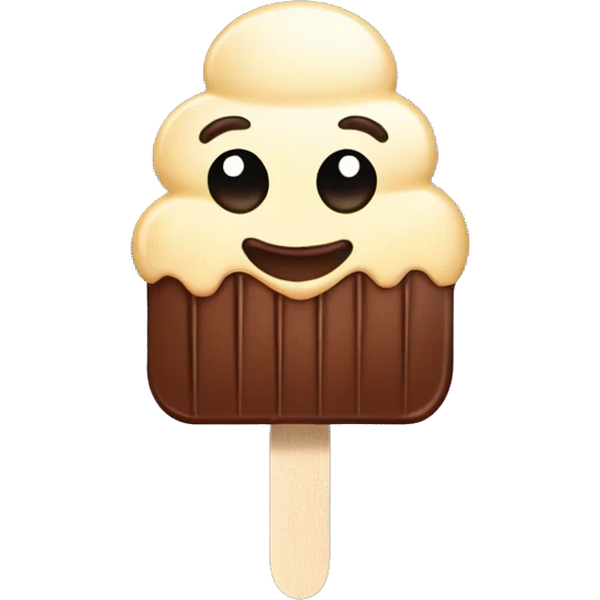 Chocolate ice cream on popsicle stick emoji