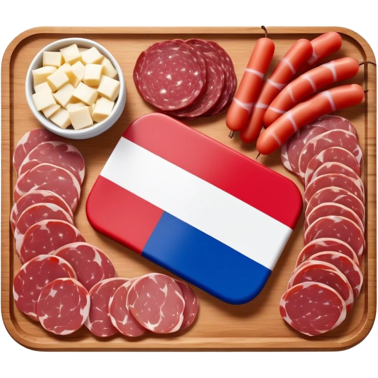 French flag on top of a SPAM charcuterieplatter emoji
