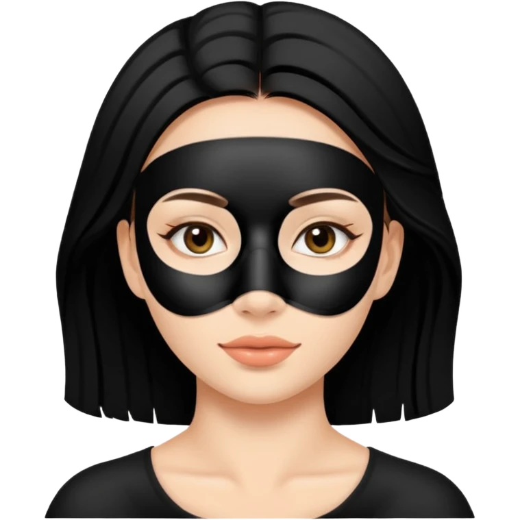 young woman with black facial treatment mask, skincare style. emoji