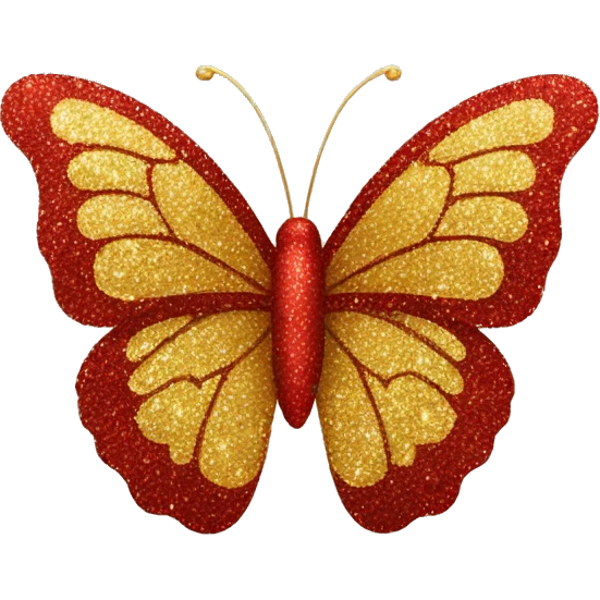red and gold glitter butterfly emoji