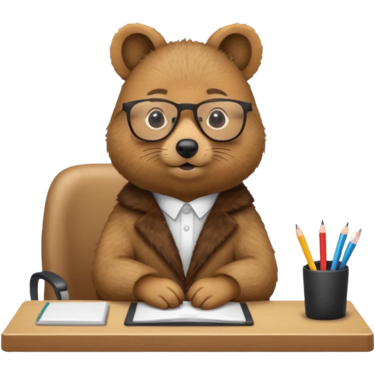 work with desktop quokka wearing glasses emoji