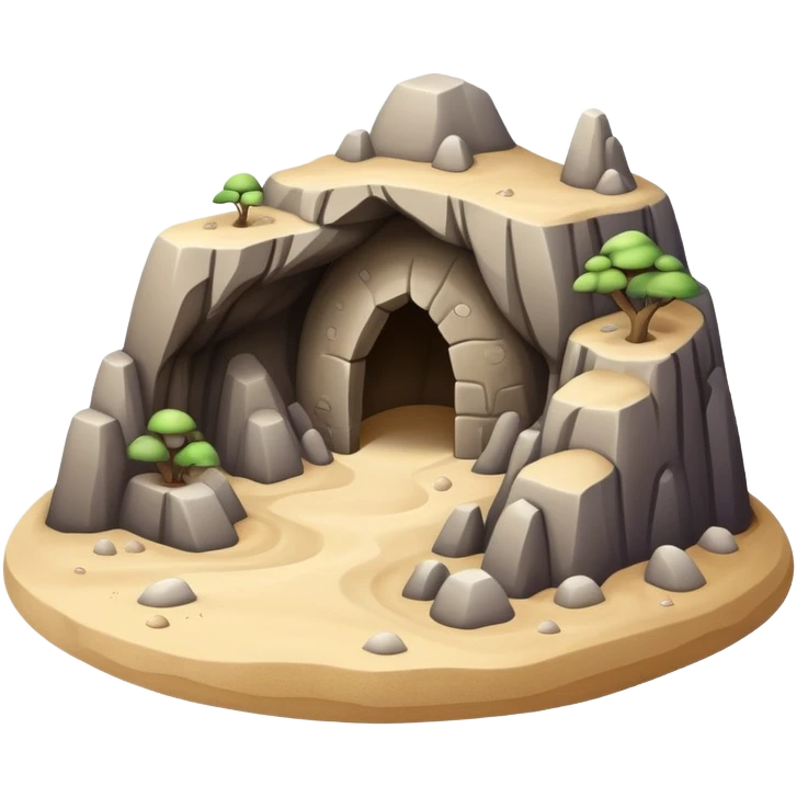 generate realistic detailed cave in 3d style with sand  emoji