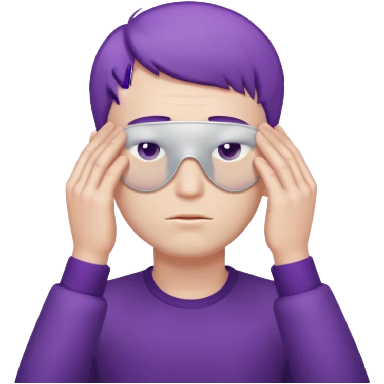 men with purple short hair which cover eyes emoji