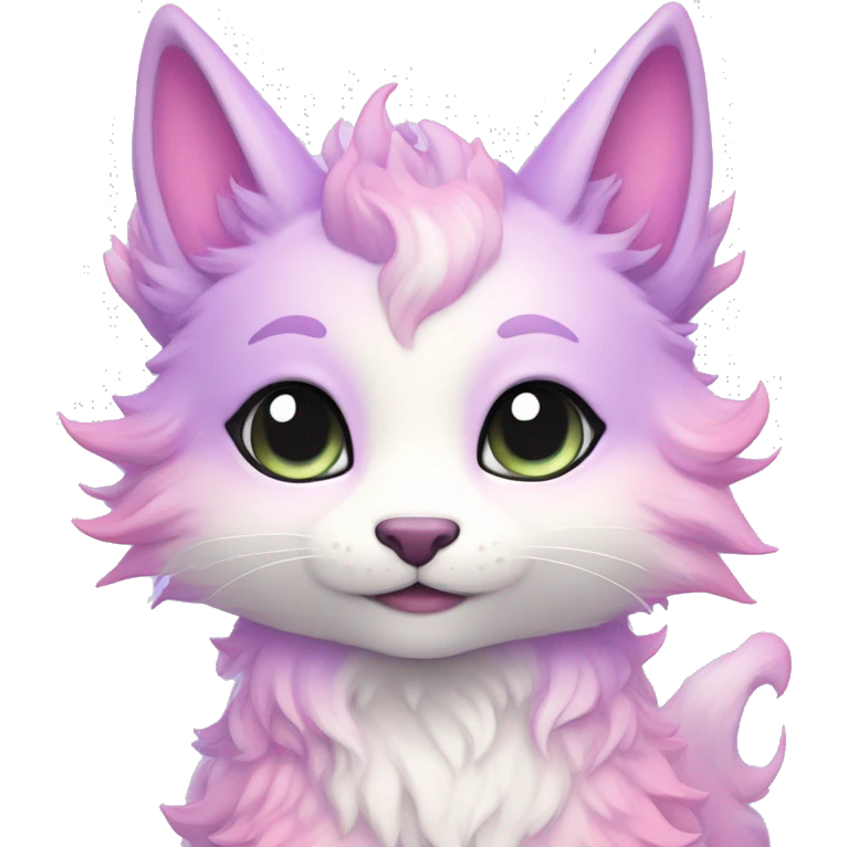 Kawaii colorful bright light pastel lilac-pink-white-gradient fantasy ethereal anthro fursona animal creature emoji