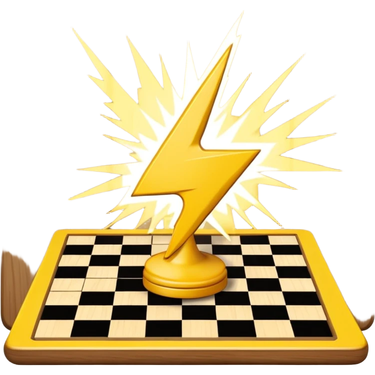 a yellow lightning hitting a chess board emoji