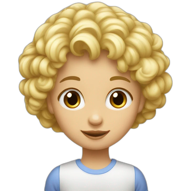 Enfant cheveux bouclée blond avec euye emoji