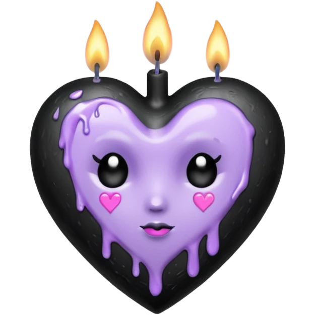 pastel goth heart with lavender candle emoji