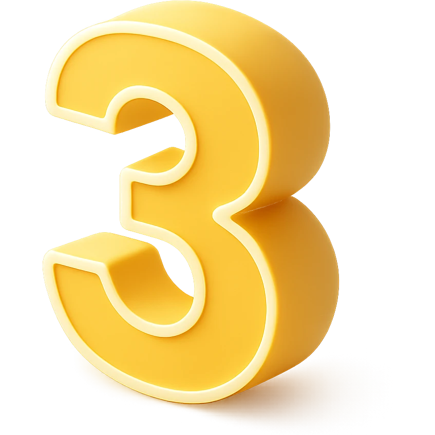 basic number 3 in yellow with transparent background emoji