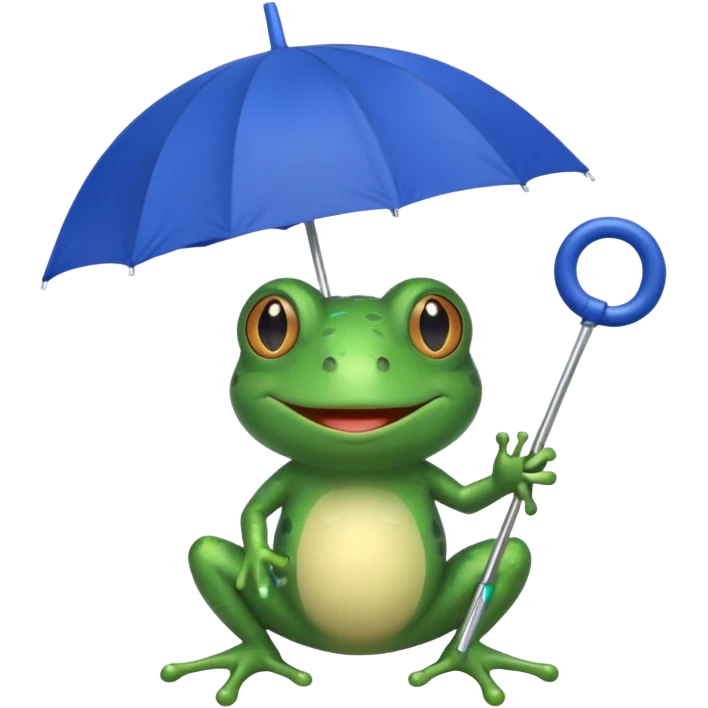 Frog with blue umbrella emoji
