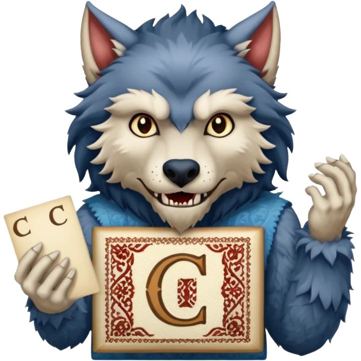 a werewolf hand holding the letter c make the c made out of persian carpet texture emoji